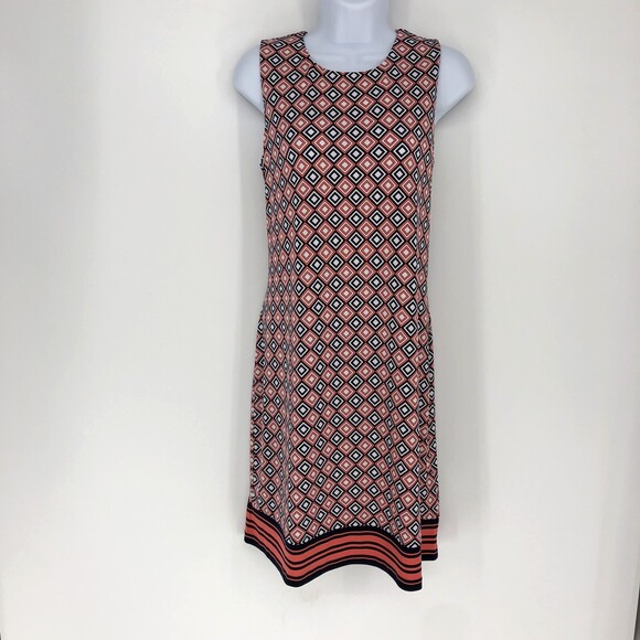 Michael Kors Dresses & Skirts - Michael Kors Y2K Sleeveless Diamond Print Black Orange Knee Length Shift Dress L